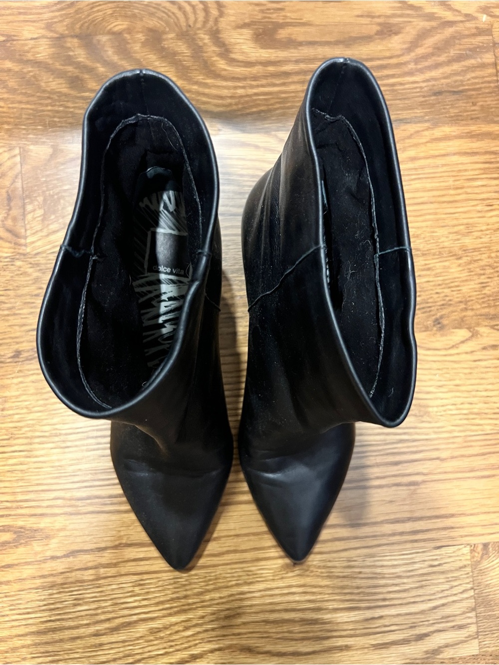 Dolce Vita Black Leather Kitten Heel Boots - Picture 7 of 11